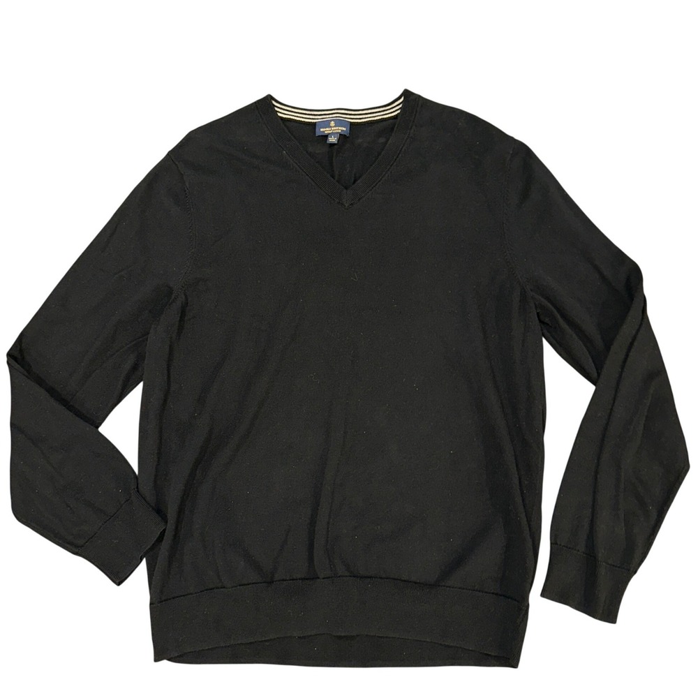 Brooks Brothers Black Supima Cotton V-Neck Sweater Men's Large - Picture 1 of 8